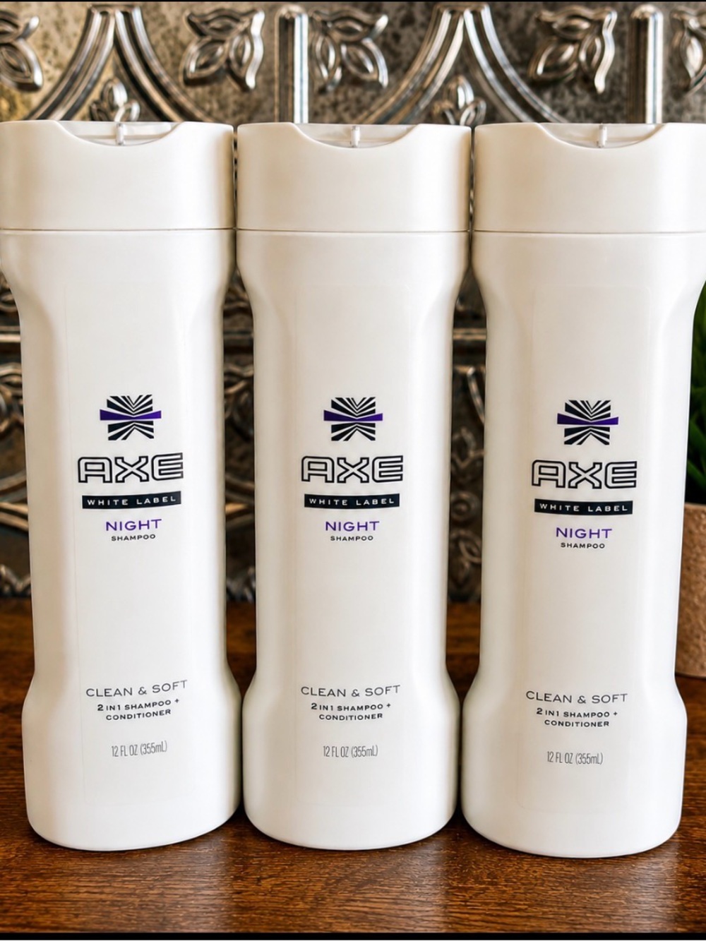 Lot of 3 AXE White Label Night Clean & Soft Shampoo Conditioner New
